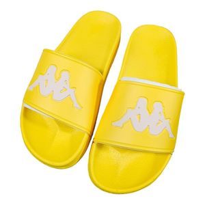 Kappa Authentic Adam 2 Yellow Yolk White Antique Youth Unisex SZ USA 5 SLIDES